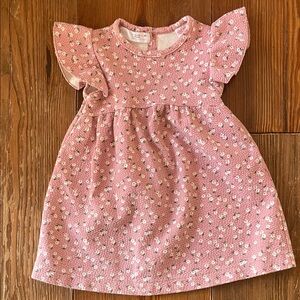 ZARA 12-18M Baby Pink Blush Floral Ruffle Sleeve Dress Toddler Girl
